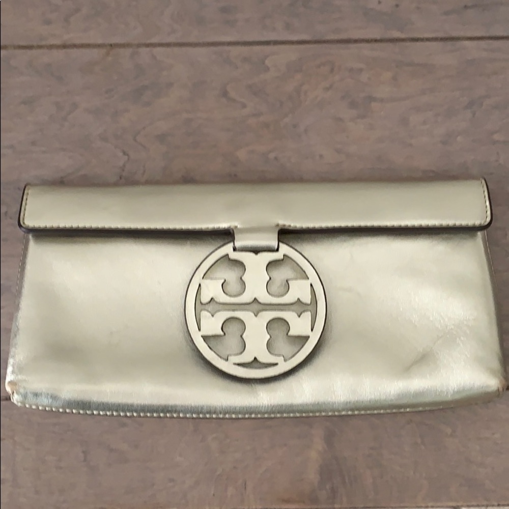 Tory Burch gold miller clutch